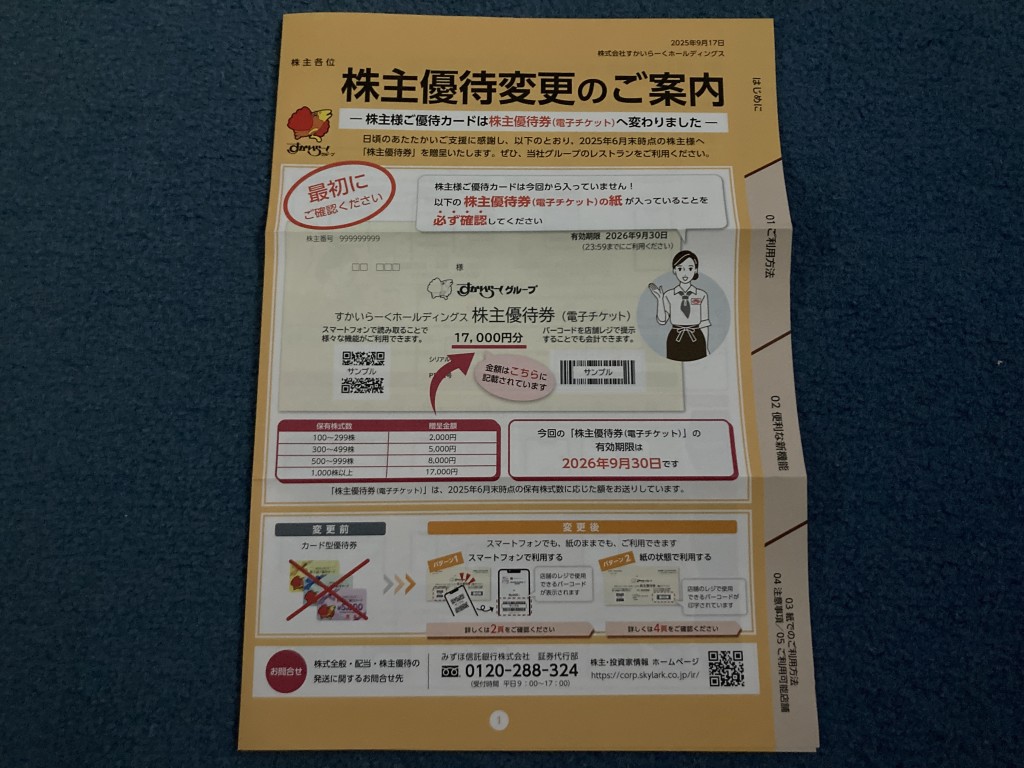 すかいらーく　株主優待